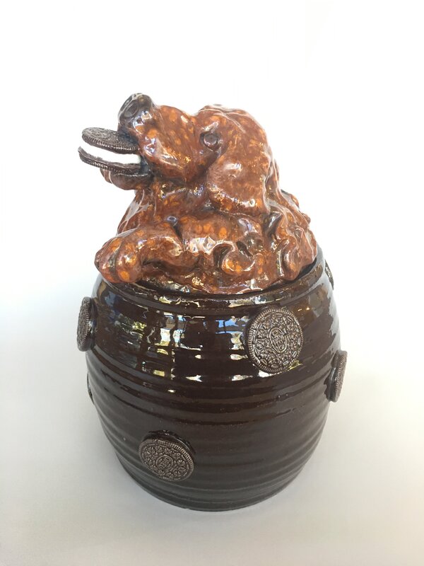 David Gilhooly, ‘Oreo Cookie Dog Cookie Jar’, 1995, Sculpture, Ceramic, Beatrice Wood Center for the Arts 