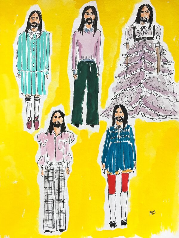Manuel Santelices, ‘Alessandro Michelle in yellow’, 2020, Drawing, Collage or other Work on Paper, Watercolour, Gouache and Ink, The Art Design Project