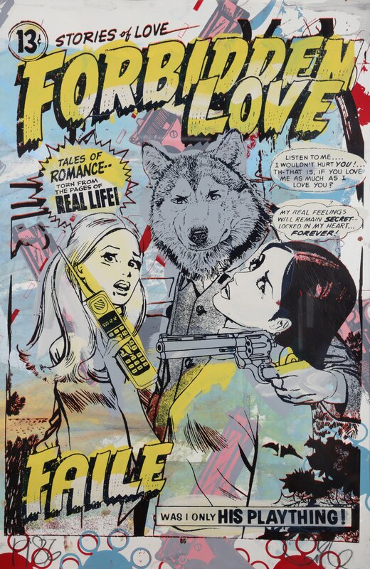 FAILE, ‘Forbidden Love’, 2008, Print, Acrylic and screenprint on paper, Chiswick Auctions