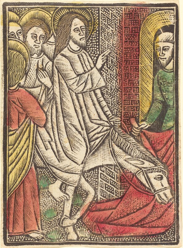 ‘The Entry into Jerusalem’, ca. 1480, Print, Metalcut, hand-colored in red lake, yellow, and green, National Gallery of Art, Washington, D.C.