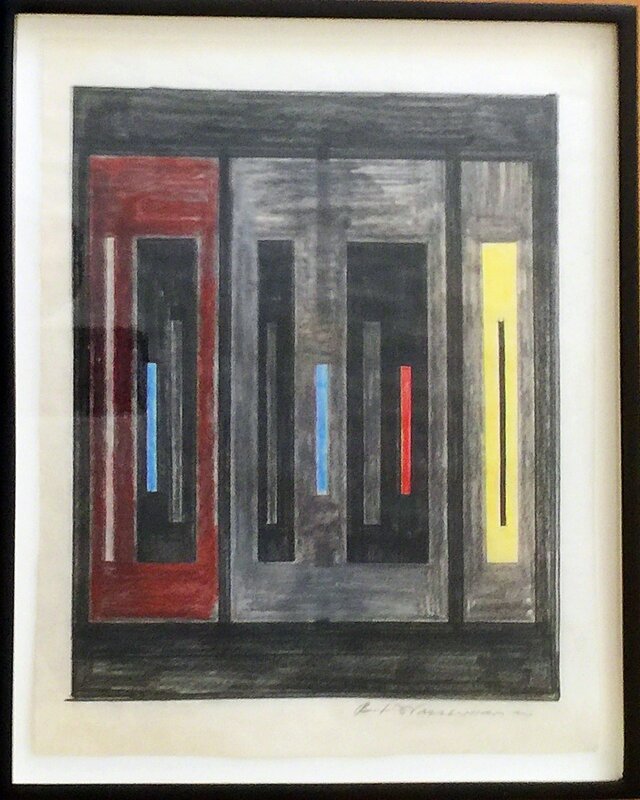 Burton Wasserman, ‘Untitled Mid Century Modern Geometric Abstraction (Protege of Ad Reinhart & Burgoyne Diller)’, ca. 1960, Drawing, Collage or other Work on Paper, Graphite and color pencil on tracing paper, Alpha 137 Gallery