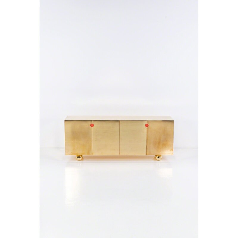 India Mahdavi, ‘Sideboard with four doors - Unique piece’, 2018, Design/Decorative Art, Laiton poli brillant et bois laqué corail, PIASA