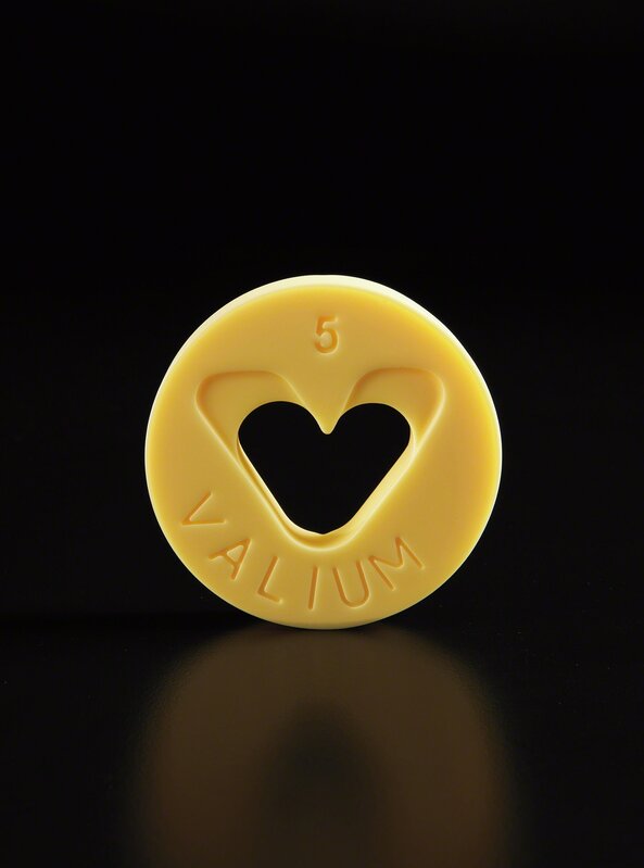 Damien Hirst, ‘Valium 5mg Roche (Yellow)’, 2014, Design/Decorative Art, Polyurethane resin multiple with ink pigment, contained in the original pale yellow cardboard box., Phillips