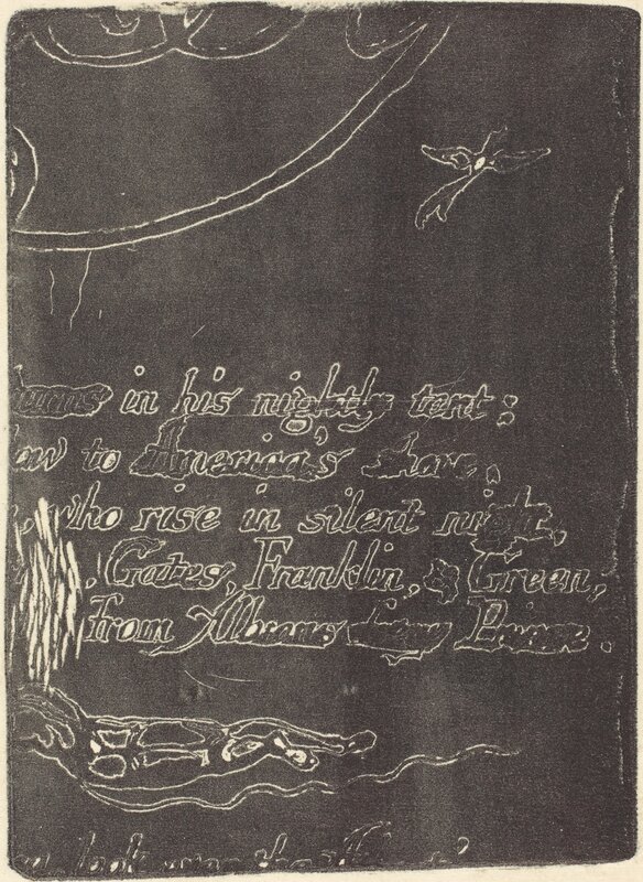William Blake (1757-1827), ‘Restrike from fragment of cancelled plate for"A Prophecy"’, 1793, Print, Relief etching//effect of inking with an ordinary gelatin roller, National Gallery of Art, Washington, D.C.