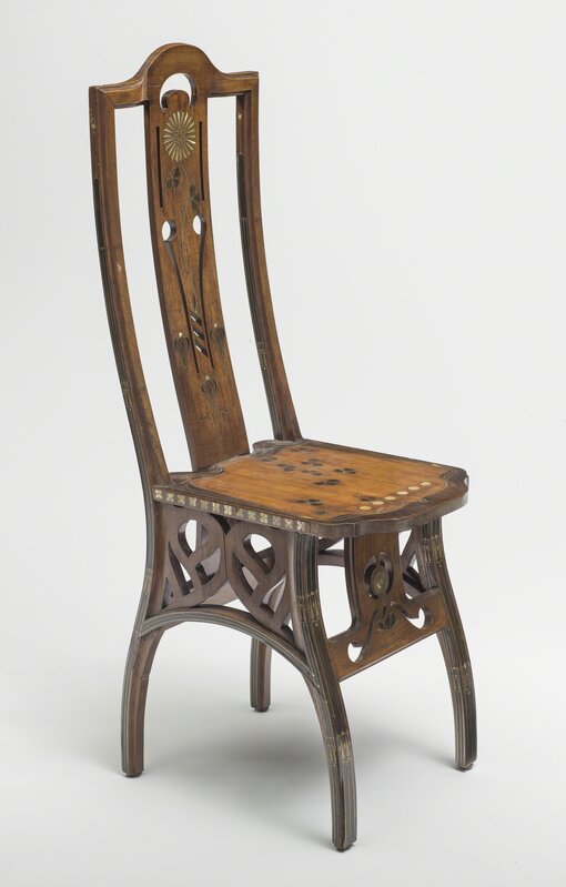 Eugenio Quarti, ‘Chaise (Chair)’, c. 1898, Design/Decorative Art, Walnut with stylized floral décor of inlaid brass and mother of pearl., Musée d'Orsay