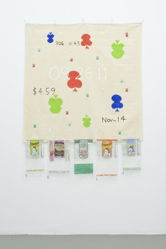 B. Wurtz, ‘Untitled (bread painting)’, 2011, Painting, Acrylic on canvas, plastic bags, thread, Maisterravalbuena