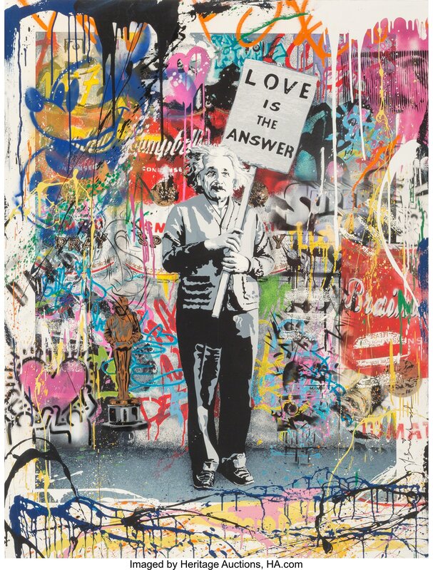 Mr. Brainwash, ‘Love is the Answer (Einstein)’, 2012, Print, Screenprint with spray paint and mixed media on paper, Heritage Auctions