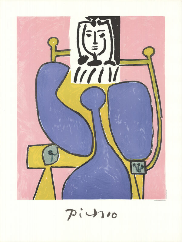 Pablo Picasso, ‘Femme Assise a la Robe Bleu’, 1982, Reproduction, Stone Lithograph, ArtWise
