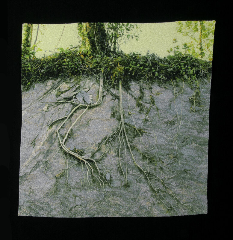 Carol Shinn, ‘Roots on Stone’, 2018, Textile Arts, Embroidery, Duane Reed Gallery