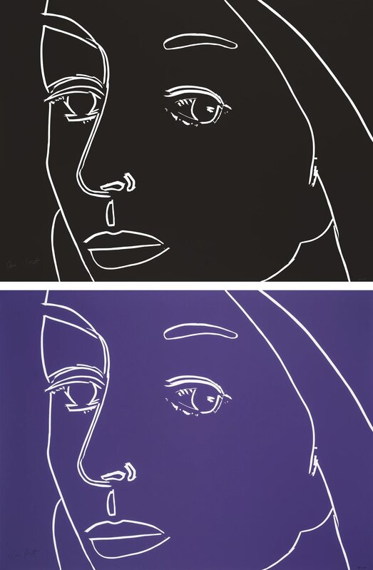 Alex Katz, ‘Ada Purple and Black (Set of Two) - Guggenheim Show Gathering in New York 2022’, 2022, Print, Woodcut on paper., Frank Fluegel Gallery