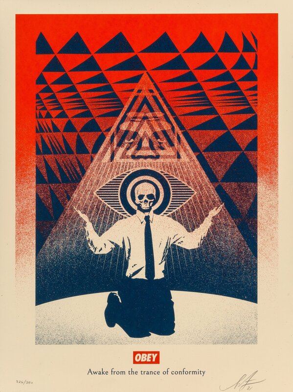 Shepard Fairey, ‘Obey Conformity Trance (set of 2)’, 2021, Print, Screenprints in colors on thick speckled cream paper, Heritage Auctions