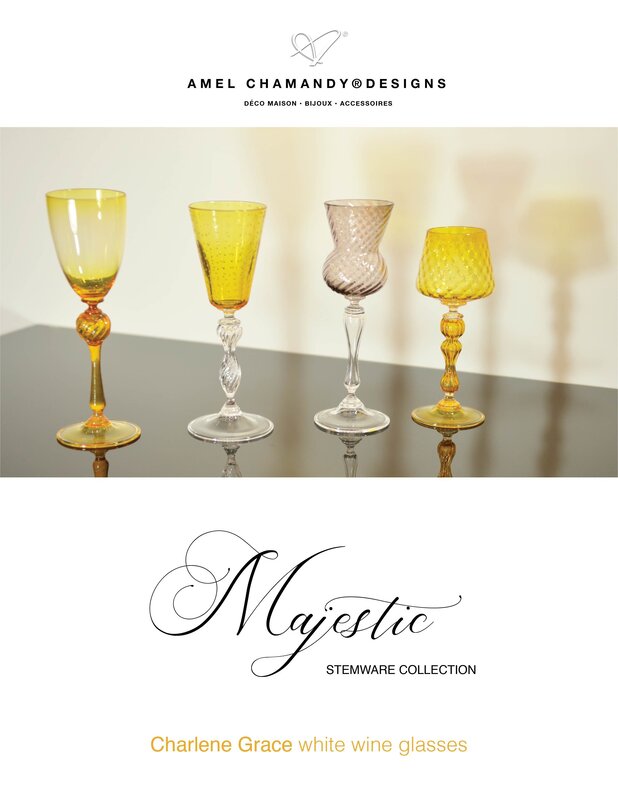 Amel Chamandy, ‘Charlene-Grace™ White wine set of 4 glasses from the Majestic stemware collection’, 2021, Design/Decorative Art, Mouth-Blown Glass, Galerie NuEdge