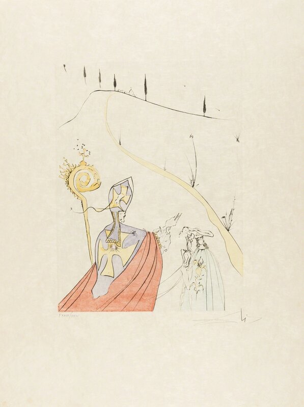 Salvador Dalí, ‘The Divine Love of Gala (Field 74-8J; M&L 674d)’, 1974, Print, Etching with extensive handcolouring, Forum Auctions