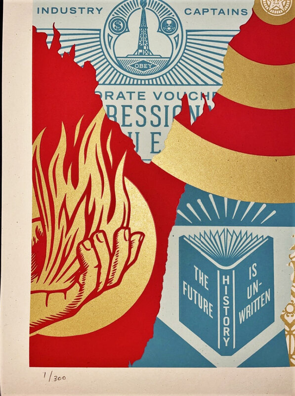 Shepard Fairey, ‘The Future is Unwritten’, 2022, Print, Screenprint on thick cream French speckle tone paper., AYNAC Gallery