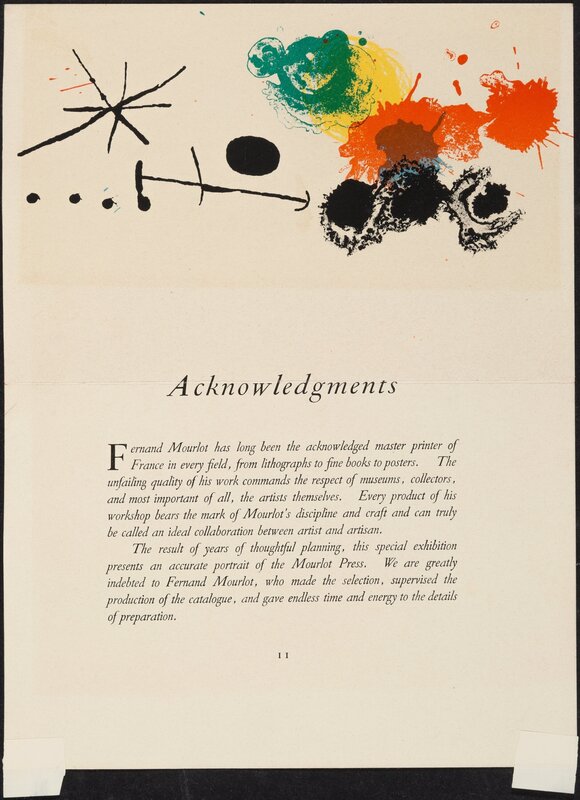 Joan Miró, ‘La Traversee du miroir and Print from the Mourlot Press (two works)’, 1963-1964, Print, Lithograph in colors on wove paper, Heritage Auctions