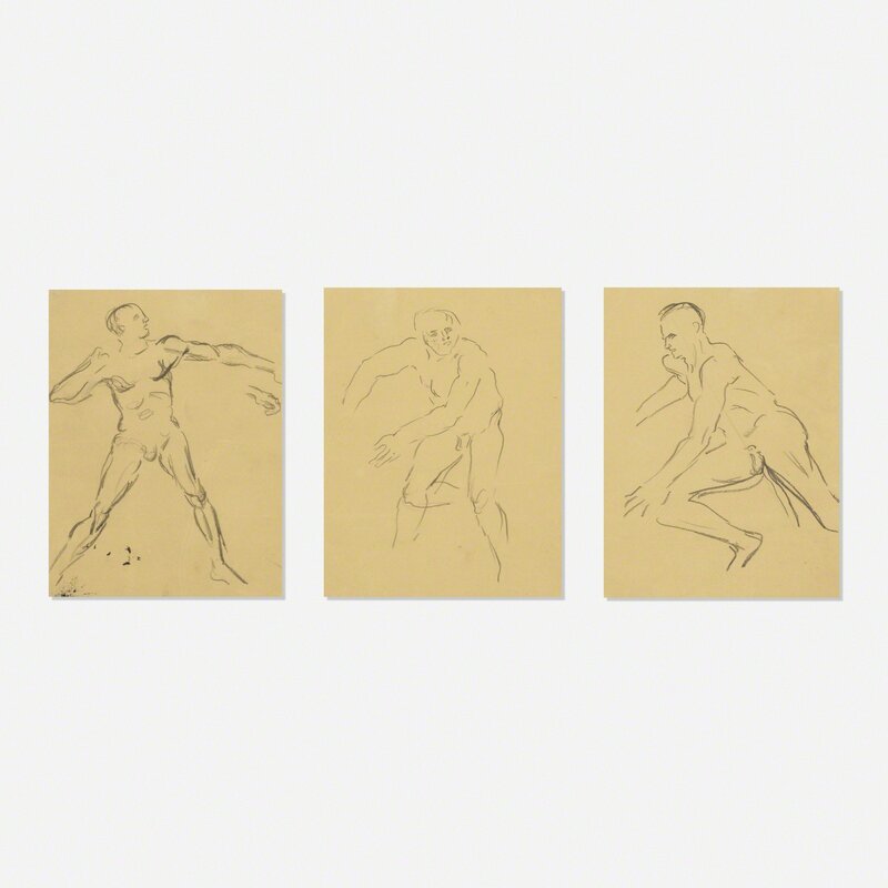 Leon Golub, ‘Untitled (three works)’, Drawing, Collage or other Work on Paper, Graphite on paper, Rago/Wright/LAMA/Toomey & Co.