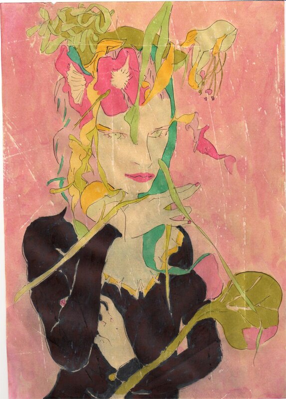 Mit Senoj, ‘Pink Lady’, 2015, Painting, Ink, watercolour & shellac on Xerox paper 80gsm. Signed and dated on verso. Framed, Paul Stolper Gallery