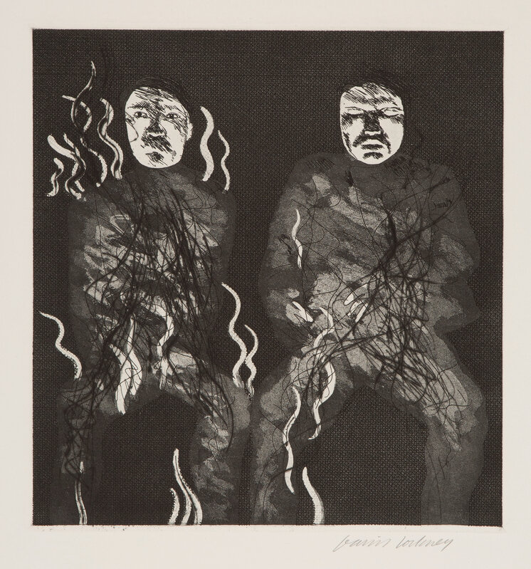 David Hockney, ‘Corpses on Fire’, 1969, Print, Etching, Aquatint and Drypoint, Gerrish Fine Art