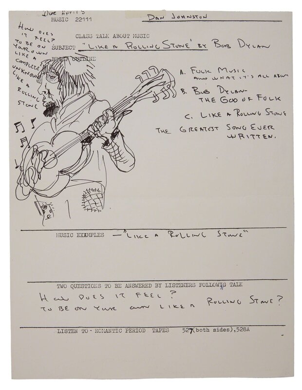 Daniel Johnston, ‘Untitled (Like a Rolling Stone), circa’, 1978, Drawing, Collage or other Work on Paper, Ink on typing paper, Doyle