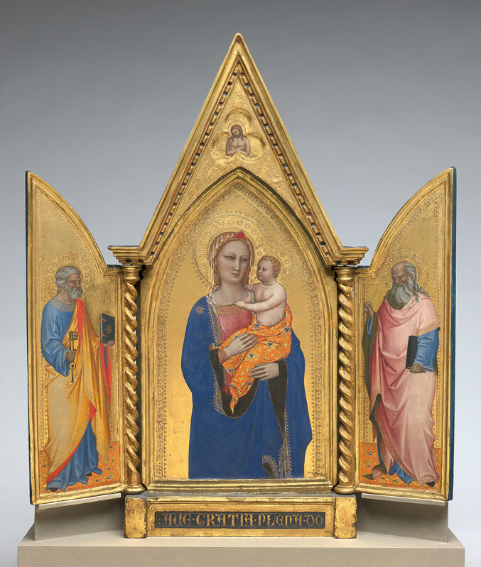 Nardo di Cione, ‘Madonna and Child with Saint Peter and Saint John the Evangelist [left panel]’, probably c. 1360, Painting, Tempera on panel, National Gallery of Art, Washington, D.C.