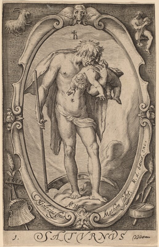 Jacob Matham after Hendrik Goltzius, ‘Saturn’, 1597, Print, Engraving, National Gallery of Art, Washington, D.C.
