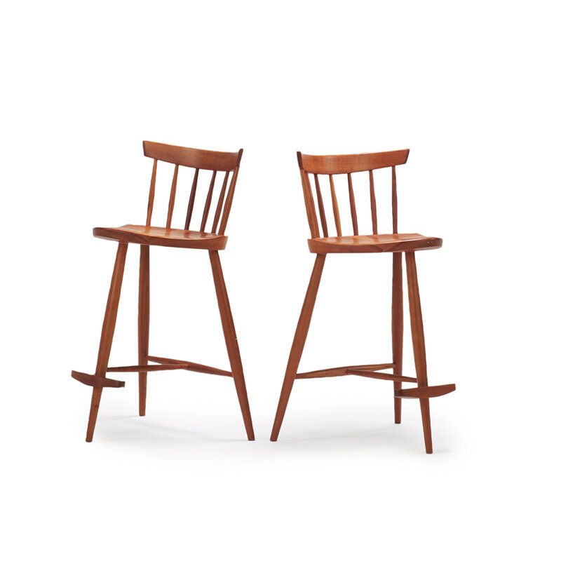 Mira Nakashima, ‘Pair of Mira Chairs’, 1991, Design/Decorative Art, Walnut chairs with hickory spindles, Rago/Wright/LAMA