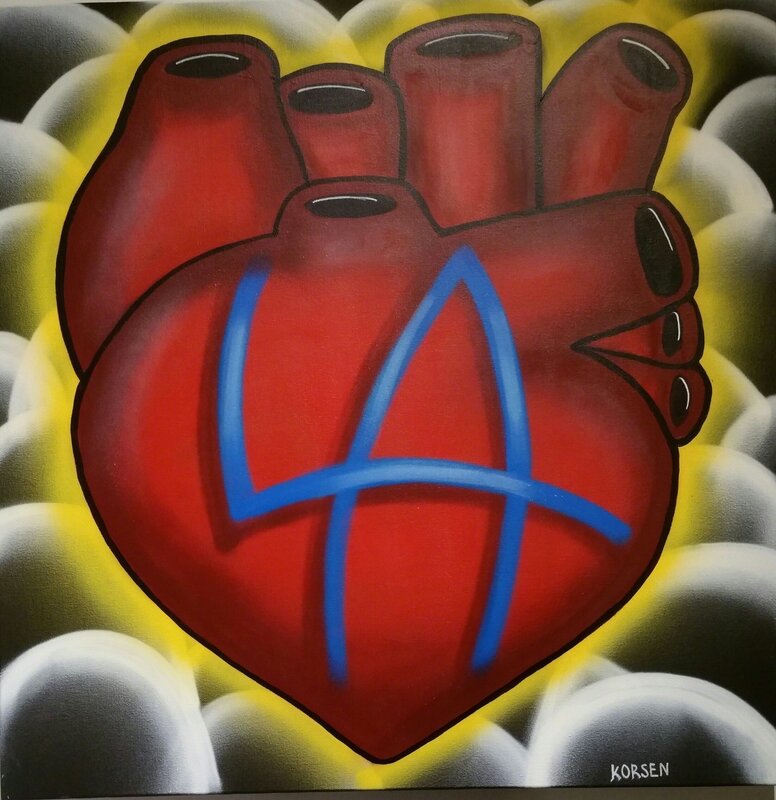 Jennifer Korsen, ‘LA's Got Heart’, 2016, Painting, Spray paint and acrylic on canvas, Art for ACLU Benefit Auction