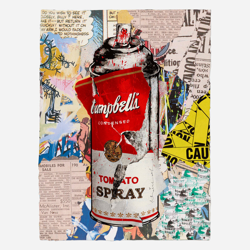 Mr. Brainwash, ‘Torn Spray Can (unique work)’, 2021, Print, Screenprint in colors with collage, Rago/Wright/LAMA