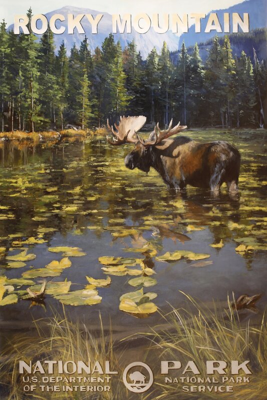 Jennifer Johnson, ‘Rocky Mountain National Park - Moose’, 2020, Painting, Oil on Canvas, Gallery Wild
