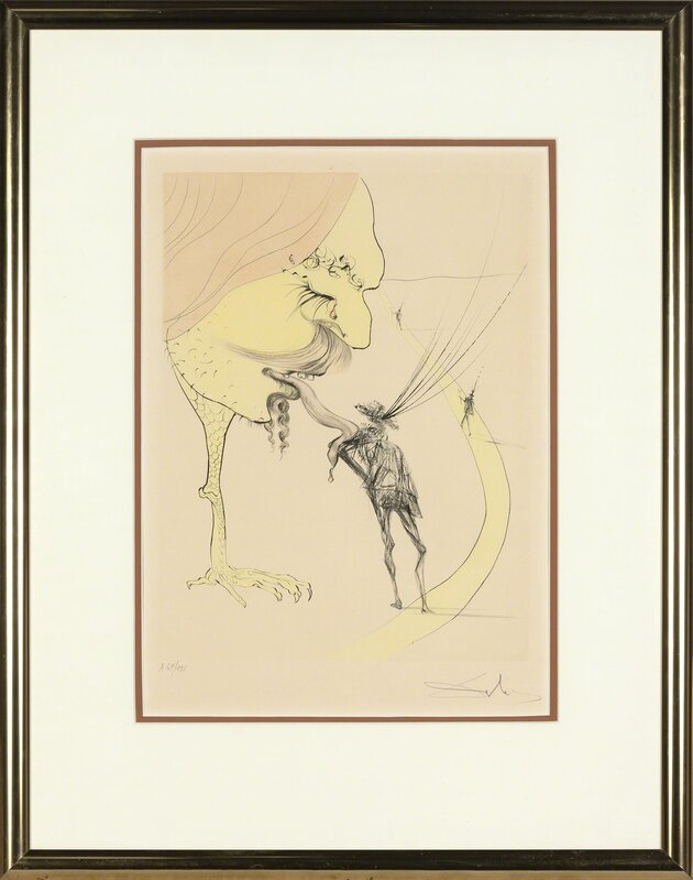 Salvador Dalí, ‘PICASSO: A TICKET FOR GLORY (F. 74-8C; MICHLER/LÖPSINGER 670)’, 1974, Print, Hand-colored drypoint, Doyle