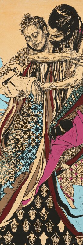 Swoon, ‘Switchback Sisters’, 2008, Print, Screenprint in colours on tea stained archival paper, Chiswick Auctions