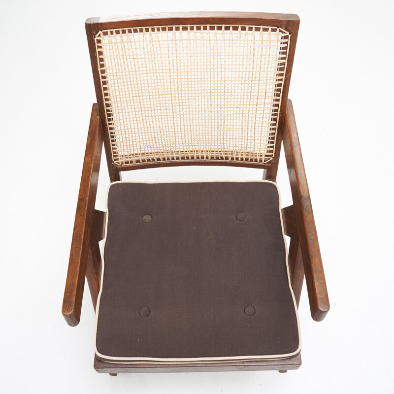 Pierre Jeanneret, ‘Lounge Chair From The Chandigarh Administrative Buildings, France/India’, 1950s, Design/Decorative Art, Teak, Upholstery, Cane, Rago/Wright/LAMA/Toomey & Co.