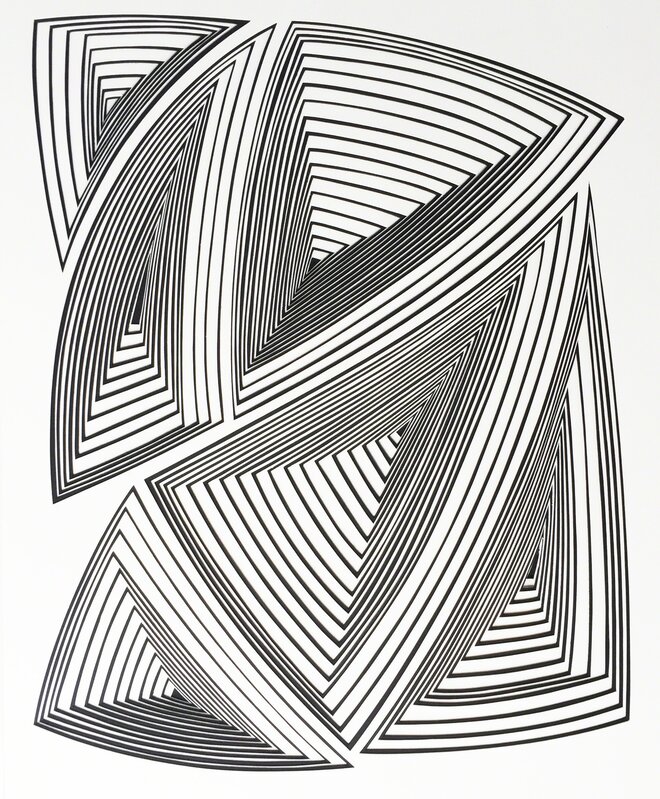 Elizabeth Gregory-Gruen, ‘Freehand Cut with Surgial Scalpel: 'Black & White Abstract-In'’, 2015, Painting, Freehand Cut with Surgial Scalpel on 2 Ply Muesum Board in Plexiglass Box Frame, Ivy Brown Gallery