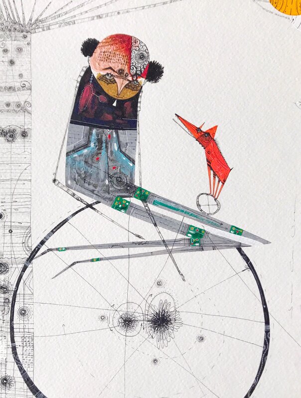 Juan Carlos Vazquez Lima, ‘Boy, Wheel, Dog’, 2017, Drawing, Collage or other Work on Paper, Acrylic & Pen on Paper, TOTH GALLERY