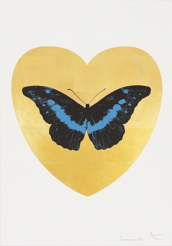 Damien Hirst, ‘I Love You - gold leaf, black, turquoise ’, 2015, Print, Gold leaf and 2 colour foil block on Somerset Satin 410gsm. Edition of 14. Signed and numbered Sheet size: 100 x 70 cm, Paul Stolper Gallery