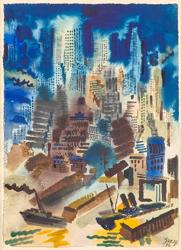 George Grosz, ‘Untitled (New York Harbor)’, 1936, Painting, Watercolor on paper (framed), Rago/Wright/LAMA/Toomey & Co.