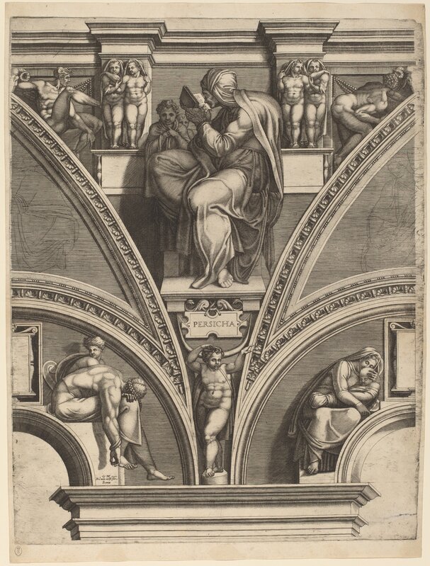 Giorgio Ghisi after Michelangelo, ‘The Persian Sibyl’, early 1570s, Print, Engraving on laid paper, National Gallery of Art, Washington, D.C.