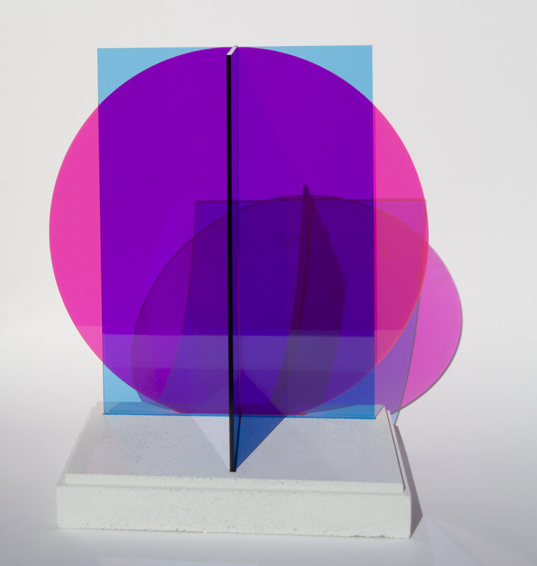 Kate Banazi, ‘Interactions 25’, 2019, Sculpture, Coloured translucent blues, grey and fluorescent pink acrylic sculpture, cast marble granite jesmonite and glue, Curatorial+Co.