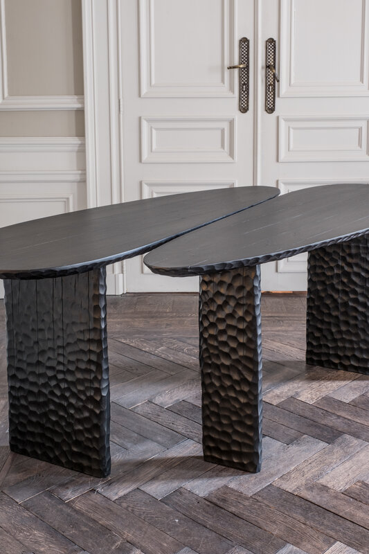 Kaspar Hamacher, ‘The Duo Table’, 2020, Design/Decorative Art, Fire sculpted chiseled solid ahorn, Spazio Nobile