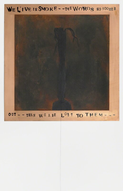 Lesley Dill, ‘Woman with a Word Crown’, 1997, Print, Screenprint on etched copper plate with patina, Graphicstudio USF