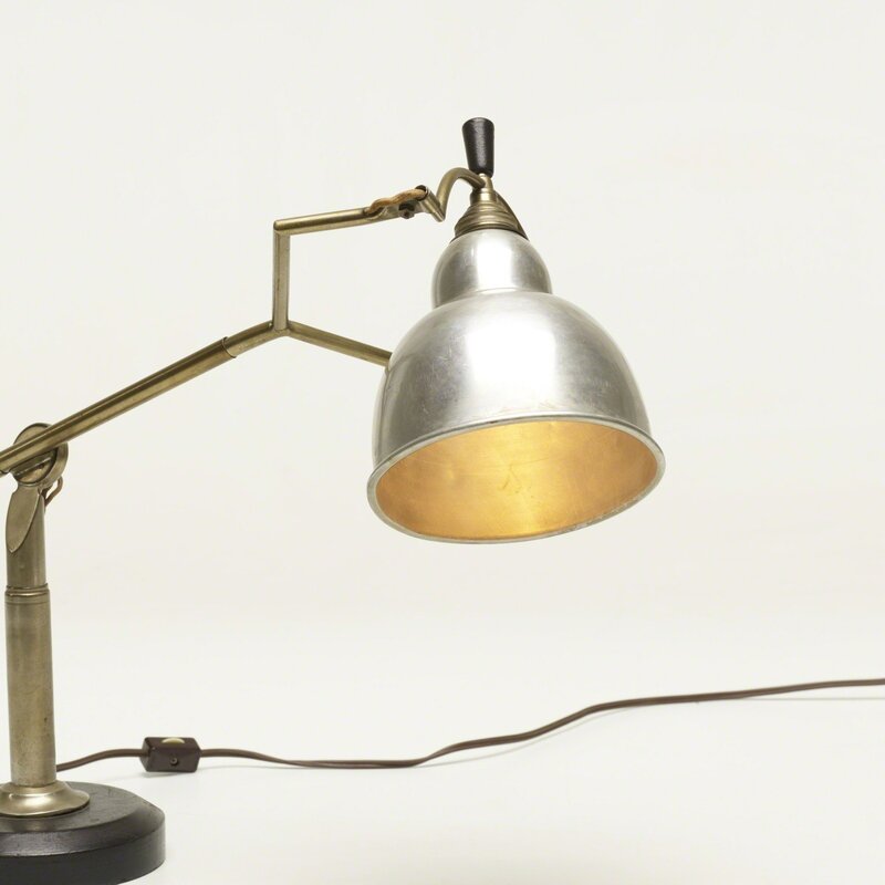 Edouard-Wilfred Buquet, ‘table lamp’, c. 1925, Design/Decorative Art, Aluminum, nickel-plated brass, lacquered wood, Rago/Wright/LAMA/Toomey & Co.