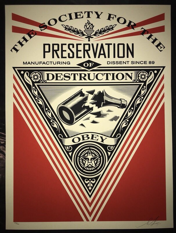Shepard Fairey, ‘Shepard Fairey Silkscreen Print "Society Of Destruction" Contemporary Street Art ’, 2015, Print, Screen Print On Speckle Tone Paper, New Union Gallery