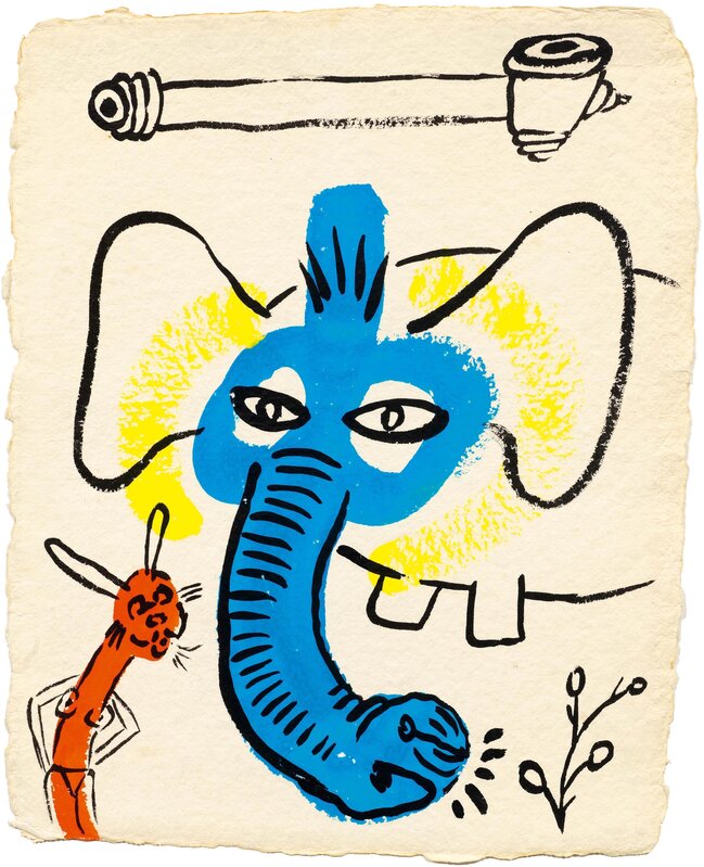 Keith Haring, ‘Untited’, 1986, Drawing, Collage or other Work on Paper, Gouache and ink on firm wove paper, Koller Auctions