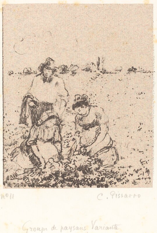 Camille Pissarro, ‘Groupe de paysans (Group of Peasants)’, ca. 1899, Print, Chine collé lithograph in black on ingres de couleur paper, National Gallery of Art, Washington, D.C.