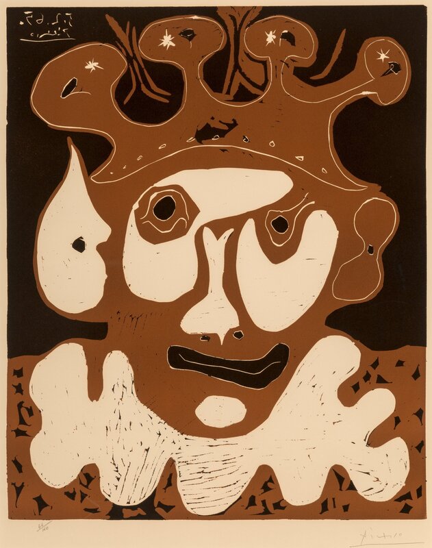 Pablo Picasso, ‘Tete de bouffon, Carnaval’, 1965, Print, Linocut on colors on Arches paper, Heritage Auctions