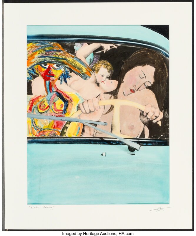 Barry Kite, ‘George O'Keeffe Finds a Bone in her Szechnan Rice Noodles, Nude Driving, and Moonrise (three works)’, circa 1990s, Photography, Digital pigment print with mixed media, printed later, Heritage Auctions