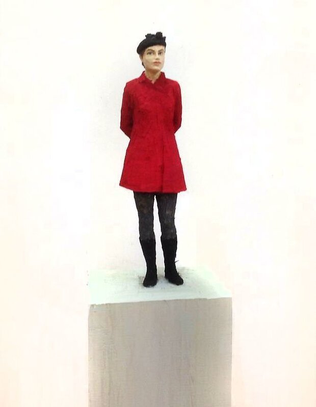 Stephan Balkenhol, ‘Woman with Red Jacket’, 2016, Sculpture, Bois Wawa peint avec couleurs / Colored Wawa Wood, Galerie de Bellefeuille