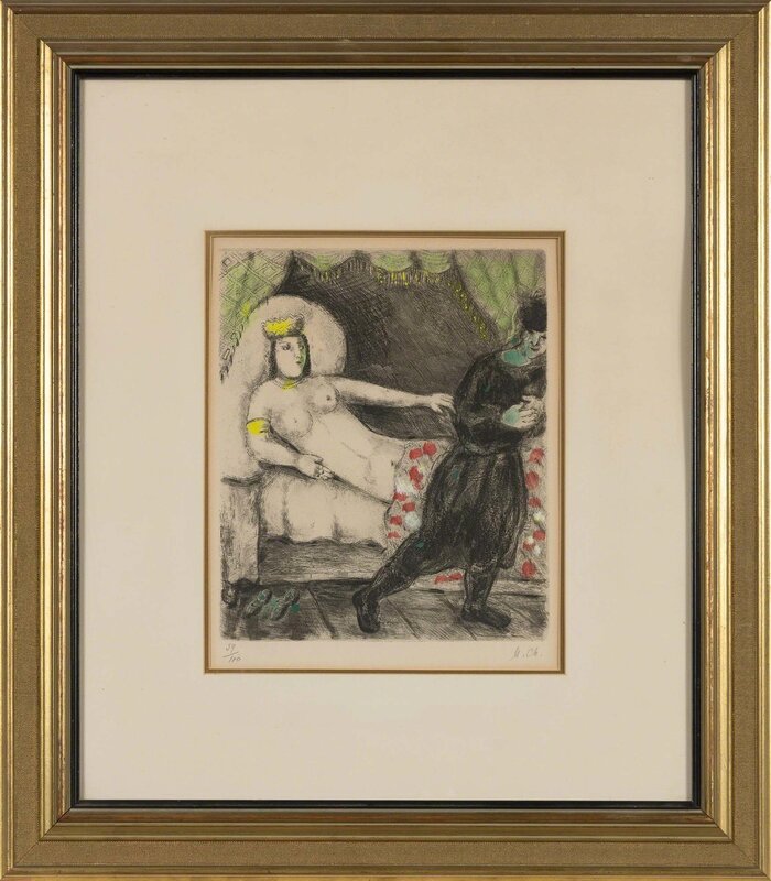 Marc Chagall, ‘La Femme De Potiphar (Cramer Books 30)’, 1931-39, Print, Hand-colored etching, on Arches paper, Doyle