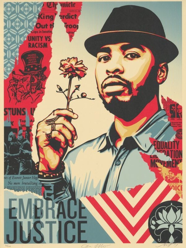 Shepard Fairey, ‘Embrace Justice’, 2017, Print, Silkscreen on paper, signed, dated and numbered on /475, NextStreet Gallery