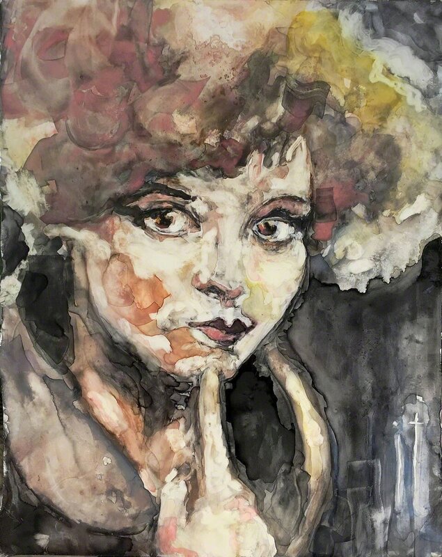 Patty Rooney, ‘"A sex symbol is a heavy load to carry when one is tired, hurt and bewildered." -- Clara Bow’, 2017, Painting, Watercolor on Yupo, Ro2 Art
